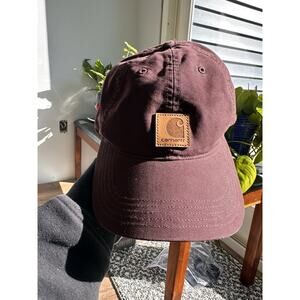 Carhartt Women's Odessa Cap Maroon Adjustable Size Small/Medium Leather Logo